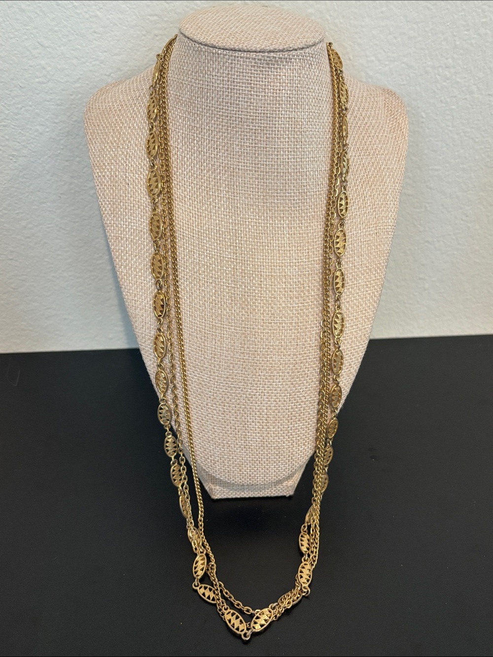 Elegant Multi-Strand Gold-Tone Filigree Necklace - Women Jewelry